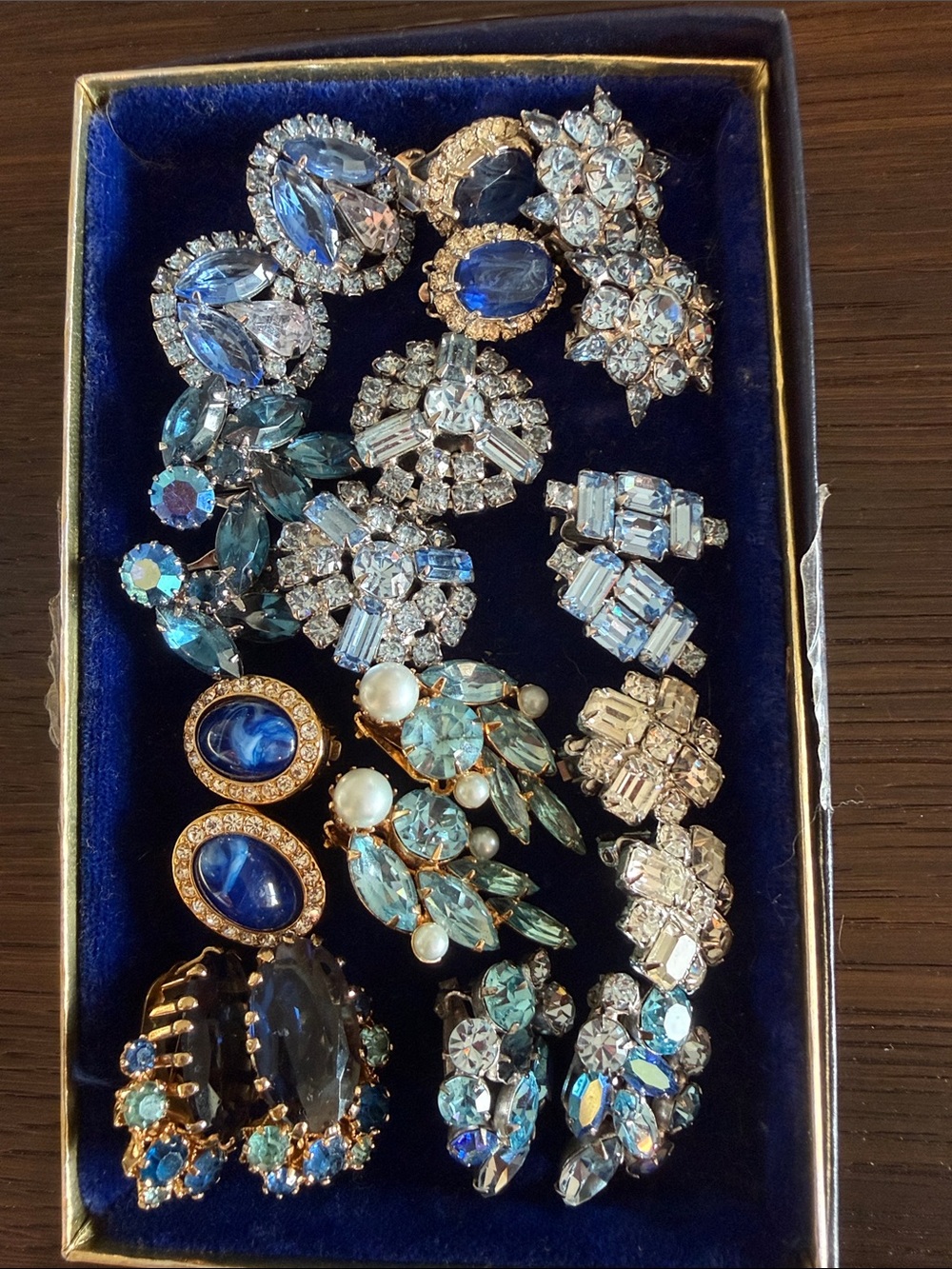 Elegant Blue Crystal Statement Antique Earrings - Women Jewelry